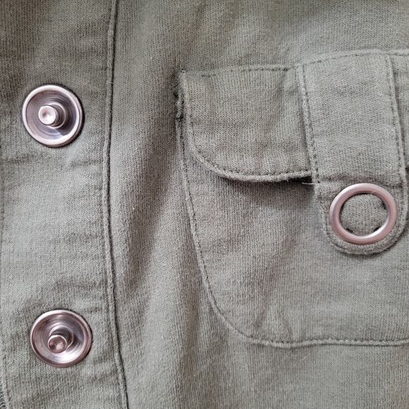 XL (runs small) womens short bomber utility jacket 100% cotton dark green - Picture 3 of 5